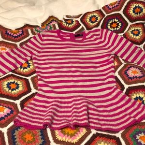100 %Cashmere striped sweater pink &light grey